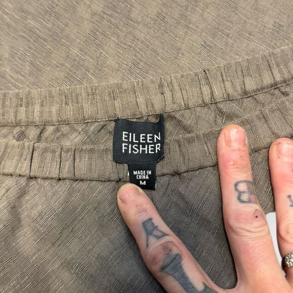 EILEEN FISHER Women’s Beige Silk Linen A-Line Midi Skirt Size Medium - Picture 3 of 5